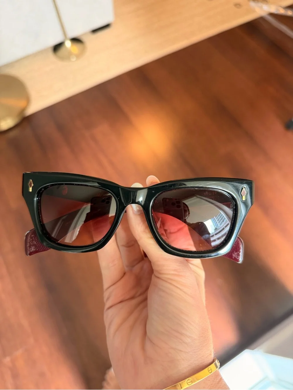Jacques Marie Mage Sunglasses with Burgundy Temple Accents
